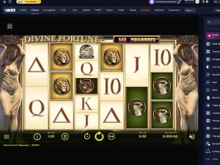 Divine Fortune game in 1win